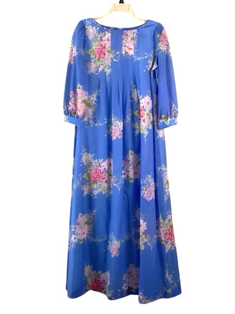 Tori Richard for Liberty House Vintage Blue Floral Long Sleeve Maxi Dress 10